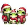 Festive Frog Family Christmas Trio