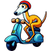 Playful dog on scooter design