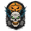 Halloween skull with pumpkin