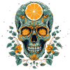 Totenkopf mit Zitrone
