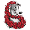 Süßer Windhund mit hübschen Rosen