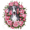 Cute greyhound with pretty roses