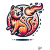 Flames and a jumping cat