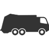Garbage loader truck icon symbol.