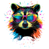 Raccoon Popart Colorful Rainbow Raccoon Raccoon Raccoon