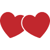 Zwei Herz-Liebessymbole. Romantik-Logo-Schild