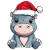 Hippopotamus Christmas Cute Cute Christmassy