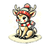 Cute Reindeer With Scarf Christmas