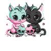 Kawaii Cat Pastel Goth Devilish