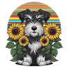 Mignon schnauzer nain aux tournesols