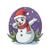 Dabbing Snowman Young Girl Funny