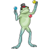Frog juggler juggling