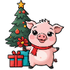 Cute pig celebrating Christmas.