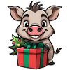 Cute warthog celebrating Christmas.