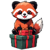 Mignon panda roux célébrant Noël.