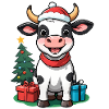 Cute cow celebrating Christmas.