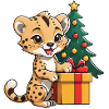 Cute leopard celebrating Christmas.