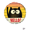 Retro Cartoon Cat Waving, Hello