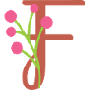 Elegant letter 'F' with flowers