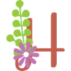 Elegant letter 'H' with flowers