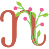 Elegant letter 'N' with flowers