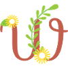 Elegant letter 'W' with flowers
