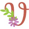 Elegant letter 'V' with flowers