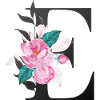 Elegant letter 'E' with flowers