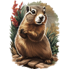 Curious garden groundhog