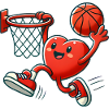 Heart Character Dunking Basketball
