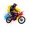 motocross, design, konst, akvarell, stänk, färgglada