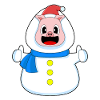 Pig Christmas Snowman