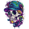 Skull with baseball cap