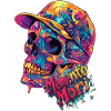 Skull with baseball cap