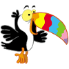 Vogel und mehrfarbiger Schnabel