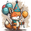 Playful Celebration: Fox with Balloons