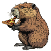 Beaver eats pizza