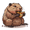 Beaver eats pizza
