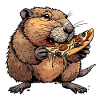 Beaver eats pizza