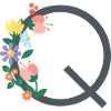Elegant letter 'Q' with flowers