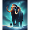 Cool mammoth and a human