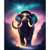 Cool mammoth with purple background