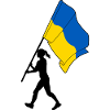 Drapeau Ukraine femme marchant