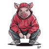 Slavic Gopnik pig crouching