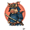 Japanese Shogun Samurai Pig