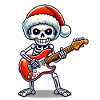 Christmassy skeleton guitarist rocks