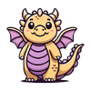 Cute Golden Dragon Cartoon Illustration