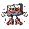 Retro Cassette Character Cartoon