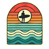 Retro Sunset Surfer Silhouette