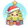 Kawaii Weihnachtsbaum mit Geschenken